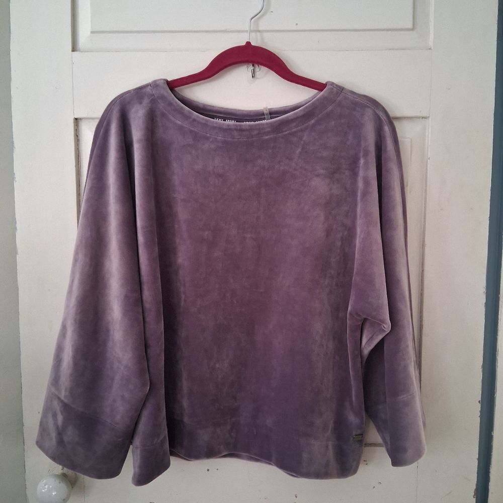 DKNY SPORT Dusty Purple Velour Kimono Sleeve Casual Lounge Tee Top Sz M